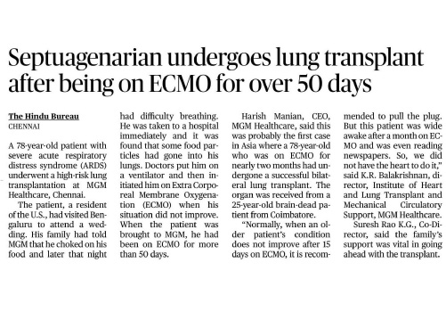 Septuagenarian Undergoes Lung Transplant After Being On ECMO For Over ...